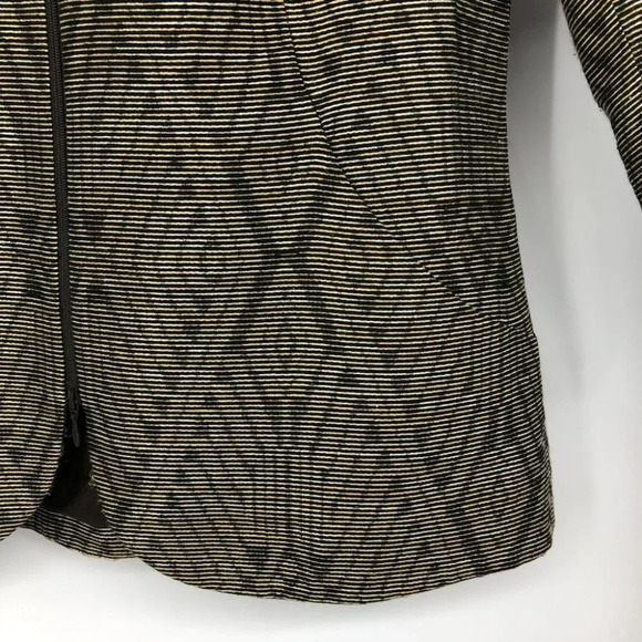 Lafayette 148 Bronze Black Metallic  Geometric print Ikat Jacket Zip Blazer 6 - Picture 9 of 16